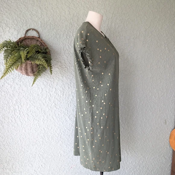 BODEN Faye Jersey T-Shirt Dress‎ Size 6reg  polka Dot Alder Gold Foil - Picture 4 of 8